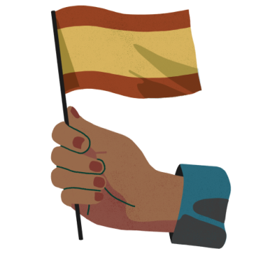 Hand holding waving Spanish flag