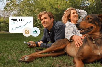 Couple and dog in outdoor setting